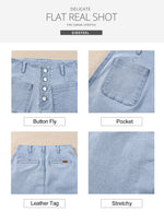 Load image into Gallery viewer, Sidefeel Women&#39;s Jean Shorts High Waisted Button Fly Stretchy Summer Denim Shorts with Pockets Black Size 4
