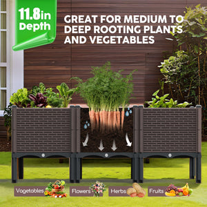 47x15x19in Raised Garden Beds Outdoor, Polypropylene Elevated Planter Boxes Outdoor for Vegetables, Flowers, Herbs, Garden Box with Drain Outlet, Heat and Frost Resistance Planters, 330lb Capacity