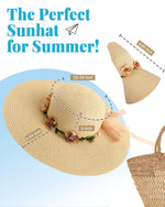 Load image into Gallery viewer, Beach Hats for Women, Wide Brim Sun Straw Hat for Women, Sun Hat UPF 50+ UV Protection
