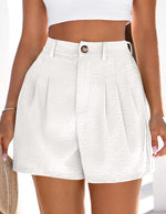 Load image into Gallery viewer, PRETTYGARDEN Womens Shorts Casual 2026 Summer Elastic High Waist Zipper Button Tailored Shorts Pleated Beach Vacation Clothes (White,Medium)
