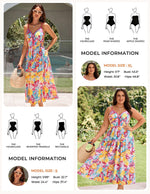 Load image into Gallery viewer, GRACE KARIN 2026 Women's Spaghetti Vacation Sundress Summer Beach Flowy Boho Floral Maxi Dresses with Pockets Orange White Floral M
