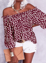 Load image into Gallery viewer, Teurkia Womens Summer Off Shoulder Blouse Floral Print 3/4 Sleeve Casual Chiffon Tops Shirts
