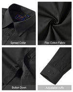 Load image into Gallery viewer, J.VER Men&#39;s Dress Shirts Cotton Stretch Long Sleeve Solid Formal Shirt Business Stain Shield Casual Button Down Shirts Black Large
