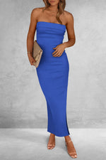Load image into Gallery viewer, PRETTYGARDEN Women's Summer Bodycon Maxi Tube Dress Ribbed Strapless Side Slit Long Going Out Casual Elegant Party Dresses (Blue,Small)
