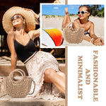 Load image into Gallery viewer, Oudain 6 Pcs Semi Circle Rattan Straw Bags Straw Purses for Women Summer Beach Tote Bags Hand Woven Cross Body Handbag
