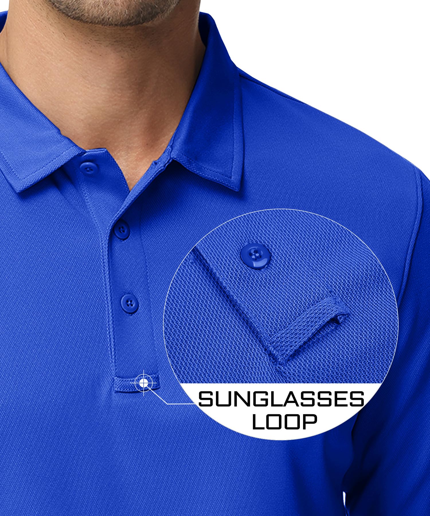 MAGCOMSEN Polo Long Sleeve Shirts for Men Golf Shirts for Men Casual Shirts Mens Tactical Polos Quick Dry Shirts Summer Fishing Shirts Golf Polo Blue XL