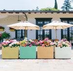 Load image into Gallery viewer, Wallowa Metallic Heavy Outdoor Span Planter Box, Long and Tall Divider Planters, Flower Pot, Plant Container 30Lx10Wx24H, Bright Yellow, No Assemble and Seamless 30.8 Pounds
