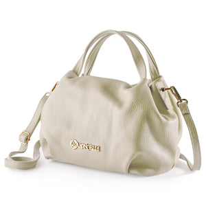 Baroncelli Italian Beige Leather Purse for Women Genuine Soft Leather Medium Size Shoulder Crossbody Bag Made in Italy