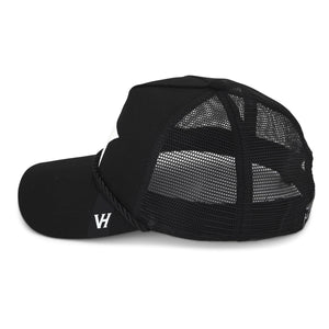 VINTAGE HAVANA Black Trucker Hats Women White Pearl Embellished Star & Rope | Mesh Adjustable Snapback Hat | Men Women Baseball Cap