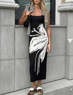 Load image into Gallery viewer, ZESICA Womens Summer Floral Knitted Maxi Dress 2026 Spring Vacation Sleeveless Baby Shower Long Tank Bodycon Sweater Dresses, Black, Medium
