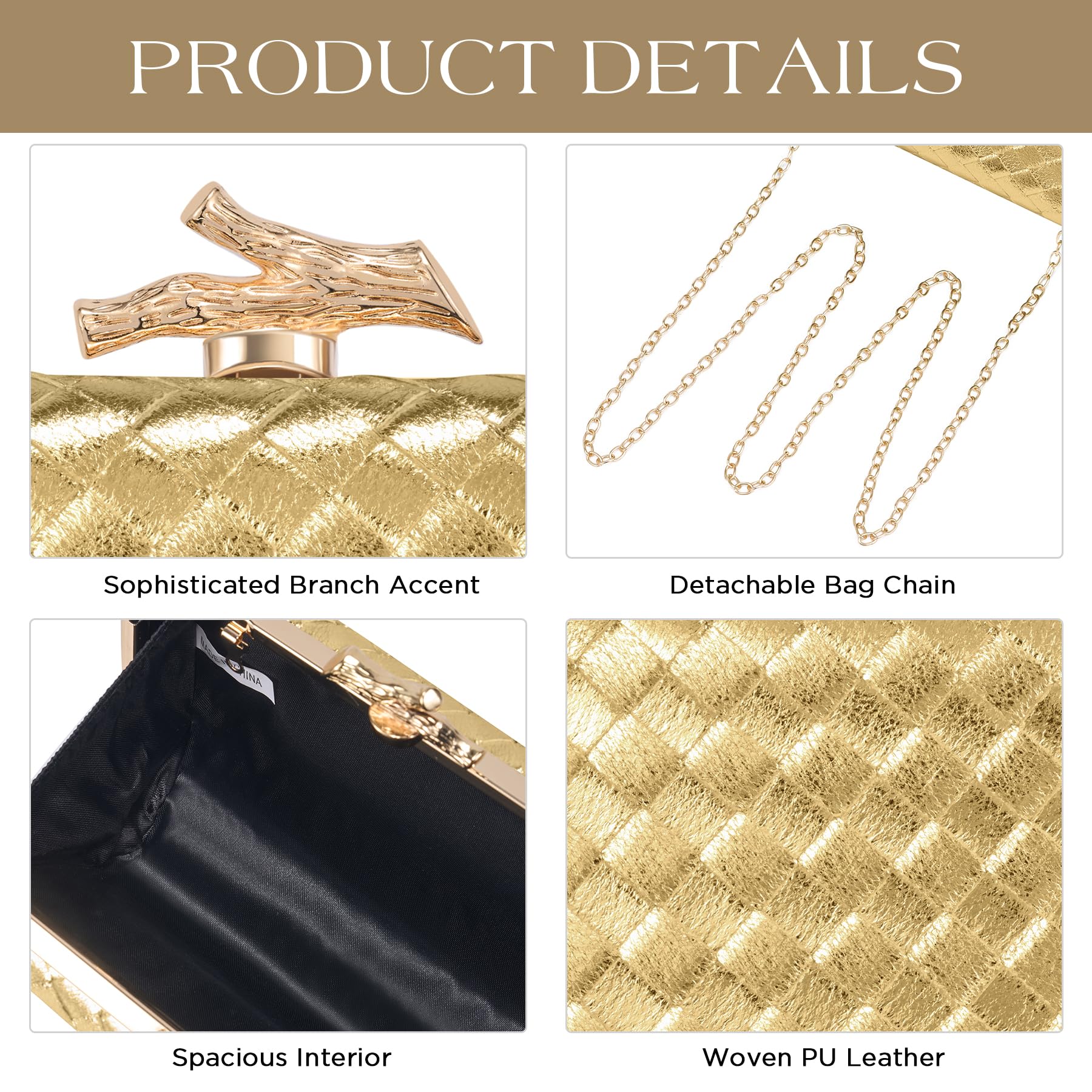 CHUNLI Clutch Purses for Women Evening/Wedding Chic Woven Bag Formal PU Leather Purse Designer Handbags for Women