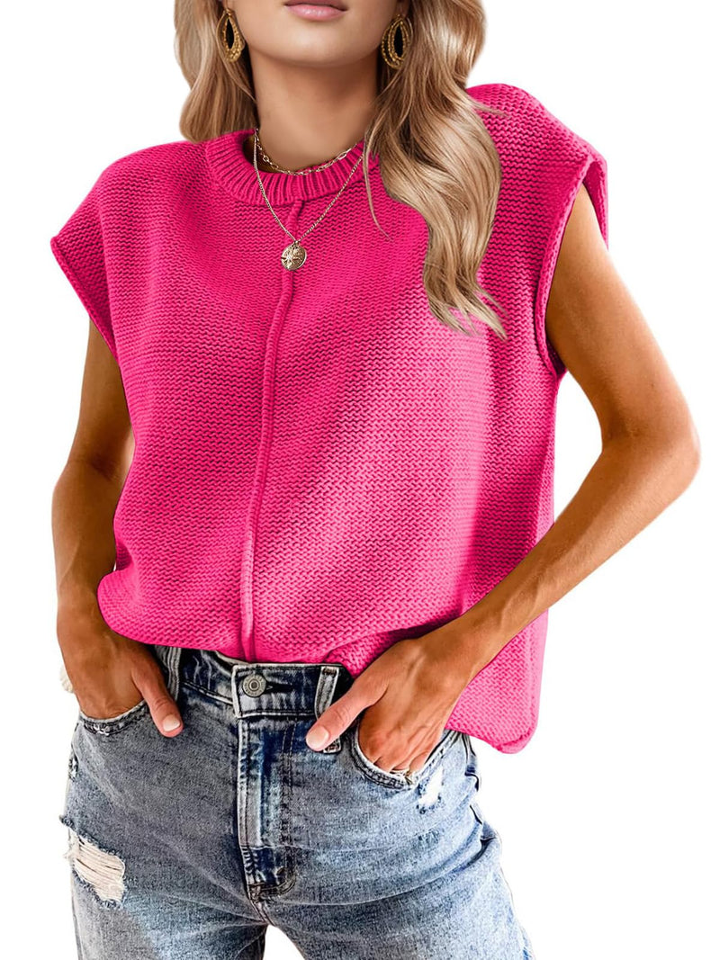 Seiciviy Womens Cap Sleeve Tops 2025 Trendy Tank Top Loose Knit Sweater Vests Cute Shirts Outfits Spring Fall Summer Tops