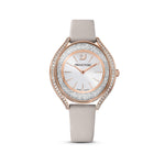 Load image into Gallery viewer, SWAROVSKI Crystalline Aura Watch, Leather Strap, Gray, Rose-Gold Tone; Swiss Made

