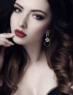 Load image into Gallery viewer, Black Gold Earrings for Women Dangle Drop Fashion Rhinestone Jewelry
