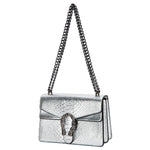 Load image into Gallery viewer, DEEPMEOW Crossbody Shoulder Evening Bag for Women - Snake Printed Leather Messenger Bag Chain Strap Clutch Small Square Satchel Purse（Silver）
