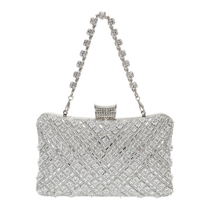 COAIMANEY Women Sparkly Rhinestone Clutch with Chains, Glitter Evening Handbag Purse Shoulder Bag for Wedding Party Prom
