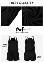 Load image into Gallery viewer, MISFAY Womens Summer Loose V Neck Spaghetti Strap Short Jumpsuit Rompers (S, Black)
