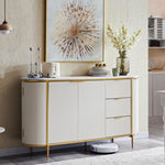 Load image into Gallery viewer, T4TREAM Fluted Sideboard Buffet Cabinet, Modern 60&quot; Buffet Table Coffee Bar Wine Bar Storage Console Cabinet, Accent Table for Dining Room, Living Room, Hallway (Off White)
