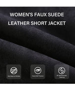 Load image into Gallery viewer, Bellivera Women's Faux Suede Leather Jacket Motocycle Sherpa-Lined Coat with Detachable Fur Collar 8830 Black M
