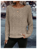 Load image into Gallery viewer, SweatyRocks Women's Off The Shoulder Sweater Boat Neck Dolman Sleeve Crochet Knit Pullover Sweaters Khaki Medium
