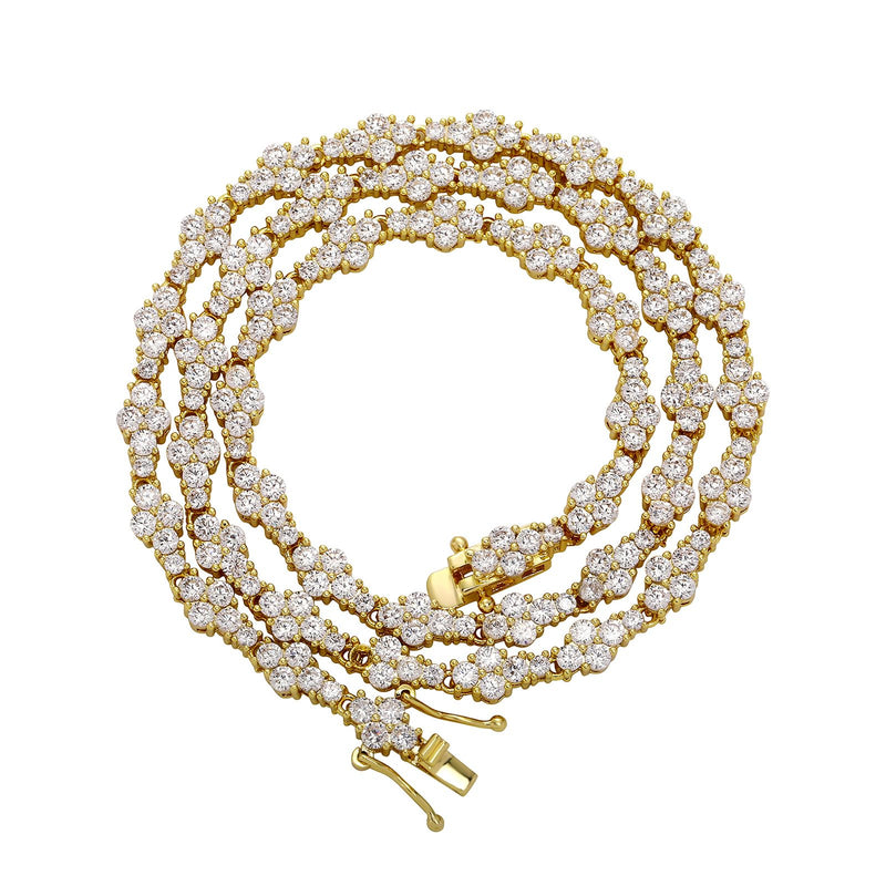 TOPGRILLZ Tennis Necklace for Women Choker Chain Necklace 14K Gold Plated 5mm Dainty Diamond Tennis Chain 16-24 Inches Gold Jewelry（Gold, 18IN