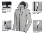 Load image into Gallery viewer, Little Donkey Andy Women's Softshell Jacket Ski Jacket with Removable Hood, Fleece Lined Light Gray Heather Size XS
