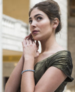 Load image into Gallery viewer, KEZEF Tennis Bracelets For Women - Cubic Zirconia - Oval 7x5mm Blue Sapphire Gemstones - Round 2.50mm White CZ - Silver Plated Brass - 7 Inch - Hypoallergenic Bracelets
