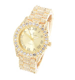 Load image into Gallery viewer, Charles Raymond Women's Big Rocks Bezel Colored Dial with Roman Numerals Fully Iced Out Watch - ST10327LA (Gold-Gold)
