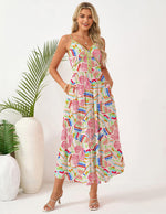 Load image into Gallery viewer, GRACE KARIN 2026 Women's Spaghetti Vacation Sundress Summer Beach Flowy Boho Floral Maxi Dresses with Pockets Black Pink Floral M

