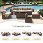 Load image into Gallery viewer, Aoxun 8 Piece Patio Furniture Set with 44” Fire Pit Table Wicker Rattan Outdoor Sectional Sofa Set with Coffee Table and Thickened Cushions, Beige (Waterproof Cover Included)
