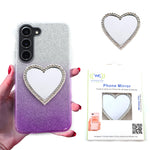 Load image into Gallery viewer, Wireless City Diamond Bling Makeup Mirror for Phone Cases Cell Phone Mirror for Makeup (Heart Shape Phone Mirror-Silver)
