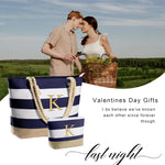 Load image into Gallery viewer, YOOLIFE Gifts for Women - Personalized Birthday Gifts for Women, Graduation Gifts, Mothers Day Gifts, Bridesmaid Gifts, Gifts for Friend Mom Teacher Sister Girls, Initial Beach Bag Travel Bag, Blue K
