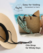 Load image into Gallery viewer, FURTALK Womens Beach Sun Straw Hat UV UPF 80+ Travel Foldable Brim Summer UV Hat
