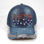 Load image into Gallery viewer, Budsmile American USA Baseball Caps Rhinestone Bling Sparkle Independence Day 4th of July Hats Adjustable Patriotic Baseball Cap for Women Men Trucker Summer Sun Stars Stripes Ball Cap
