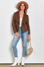 Load image into Gallery viewer, PRETTYGARDEN Women 2025 Fashion Fall Coats Outerwear Long Sleeve Open Front Crop Faux Suede Leather Jackets (Coffee,X-Large)
