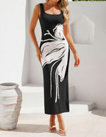 Load image into Gallery viewer, ZESICA Womens Summer Floral Knitted Maxi Dress 2026 Spring Vacation Sleeveless Baby Shower Long Tank Bodycon Sweater Dresses, Black, Medium
