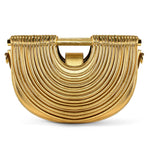 Load image into Gallery viewer, Clutch Purses for Women, Crescent Handbag Woven Bag, Formal PU Leather Purse Designer Handbags for Party Prom Wedding, Gold
