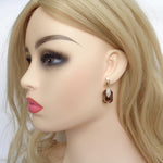 Load image into Gallery viewer, Navachi 18k Gold Plated Spindle Shape Metal White Crystal Square Brown Zircon Dangle Az1949 Stud Earrings
