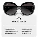 Load image into Gallery viewer, Ray-Ban RB4098 JACKIE OHH II Butterfly Shaped Non-Polarized Sunglasses for Women – Includes Official RAYBAN Eyewear Kit – Ideal Formal &amp; Casual Wear Sunglasses – Grey Gradient Lens
