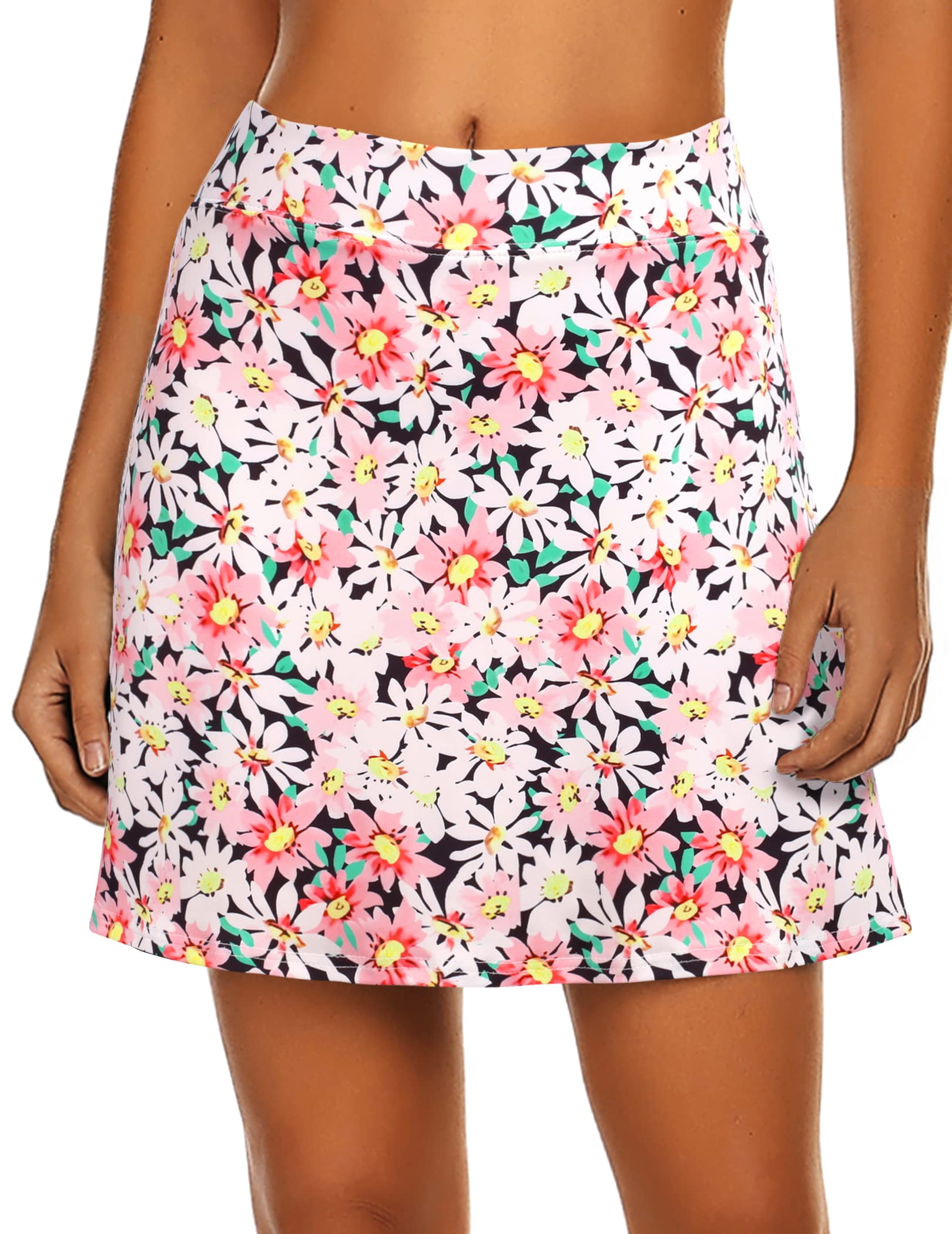 Ekouaer Women's Tennis Tkirts with Shorts High Waisted Athletic Golf Skorts Tennis Tkirts Printed Floral Small