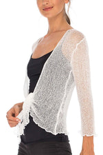 Load image into Gallery viewer, SHU-SHI Womens Sheer Shrug Tie Top Cardigan Lightweight Knit,White,One Size
