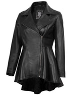 Load image into Gallery viewer, Decrum Peplum Leather Jacket Womens - Leather Motorcycle Jacket Women | [1314436] Peplum Black, 2XL
