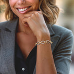 Load image into Gallery viewer, Ross-Simons Sterling Silver and 18kt Gold Over Sterling Silver Twisted-Oval Link Bracelet. 8 inches
