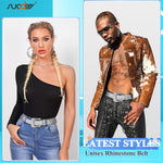 Load image into Gallery viewer, SUOSDEY Men Women Rhinestone Belt Western Cowboy Cowgirl Shine Crystal Diamond Studded Luxury Strap Belts,Silver
