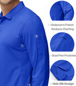 Load image into Gallery viewer, MAGCOMSEN Polo Long Sleeve Shirts for Men Golf Shirts for Men Casual Shirts Mens Tactical Polos Quick Dry Shirts Summer Fishing Shirts Golf Polo Blue XL
