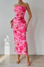 Load image into Gallery viewer, PRETTYGARDEN Women&#39;s Summer Maxi Bodycon Dresses Strapless Tube Top Printed Long Party Club Slit Dress (Print Pink,Medium)

