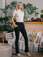 Load image into Gallery viewer, Conceited Womens Dress Pants with Tummy Control - Wear to Work - Stretch High Waisted Slacks with Pockets - Midnight Black - Small
