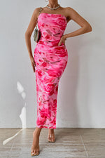 Load image into Gallery viewer, PRETTYGARDEN Women&#39;s Summer Maxi Bodycon Dresses Strapless Tube Top Printed Long Party Club Slit Dress (Print Pink,Medium)
