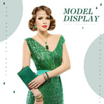 Load image into Gallery viewer, Jadive 3 Pcs Clutch Purses for Women Handbag Evening Purses Bag for Wedding Vintage Banquet Handbag Earrings Necklace Set(Emerald Green)
