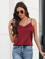 Load image into Gallery viewer, Avidlove Womens Silk Satin Camisole Tank Tops V Neck Adjustable Spaghetti Strap Cami Soft Summer Basic Tank Shirt Wine Red
